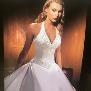 Preserved Ivory Demetrius style 889. Sz 22 altered to a size 16 matching bolero.